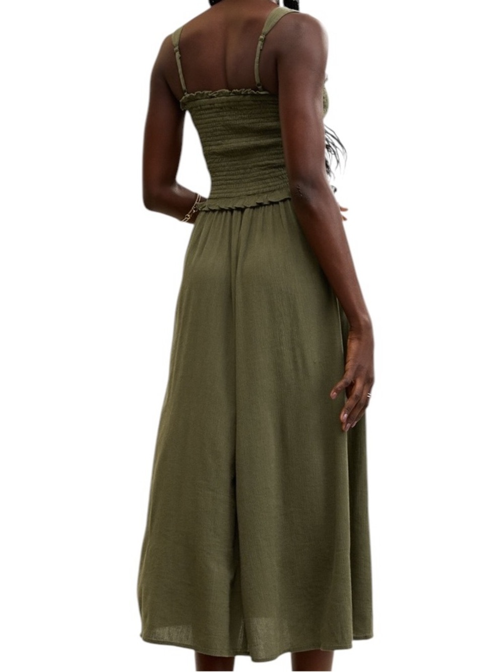 Aerie At The Barre Smocked Dress Military Green NWT Size Medium - Picture 4 of 7